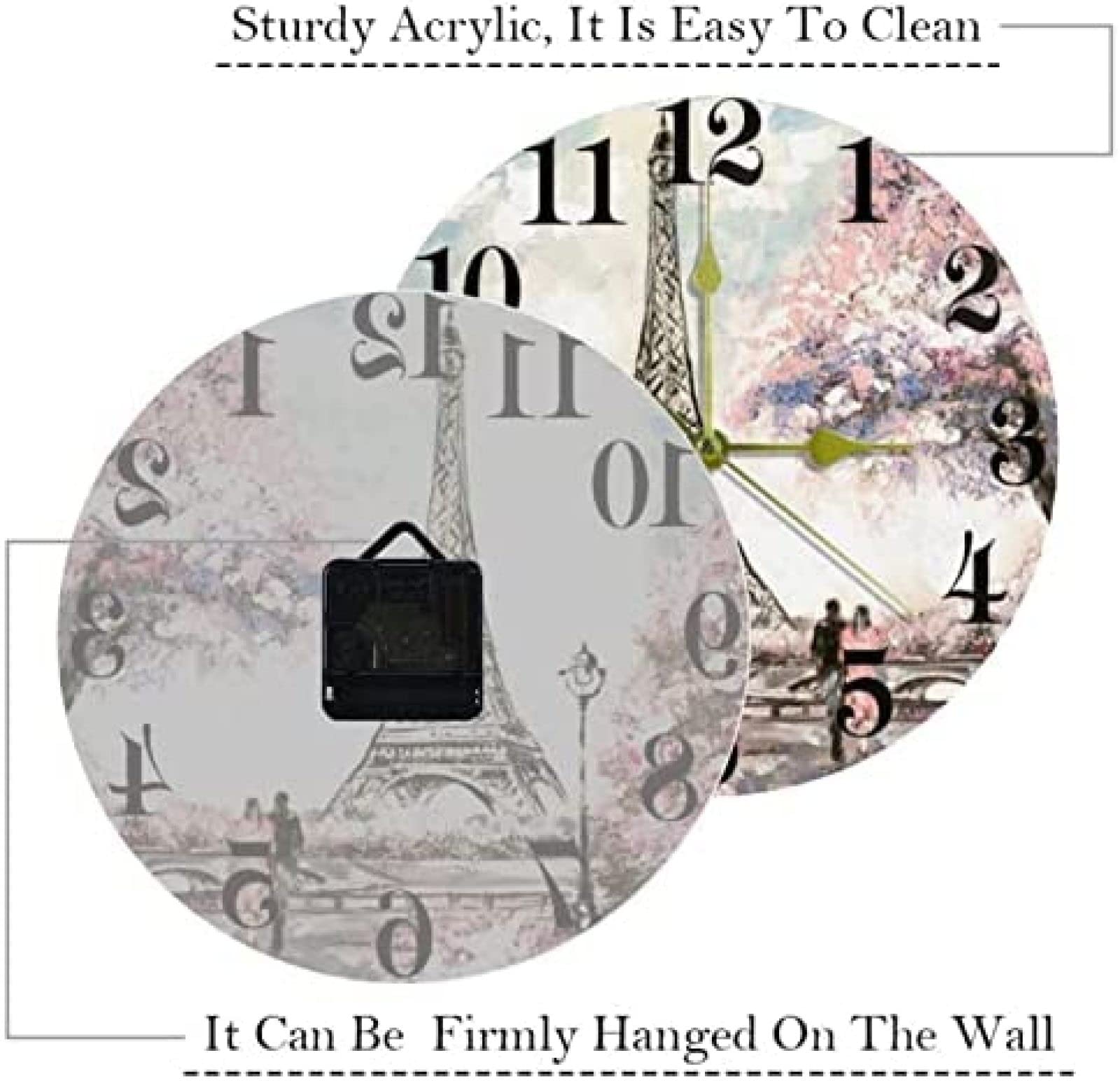 Amazon.co.jp: 壁掛け時計 絵画エッフェル塔の恋人 壁掛け時計 10